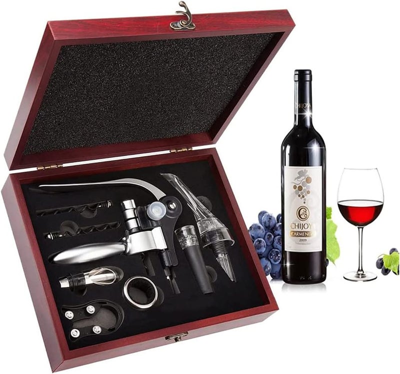 Smaier Wine Opener,Wine Bottle Opener, Wine Accessories Areator Wine Opener Kit, Red wine Corkscrew Set with Wood Case,Wine Gift with Luxury Packaging - Image 1